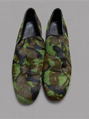 Jimmy Choo
Calf Hair Camouflage Print Slippers